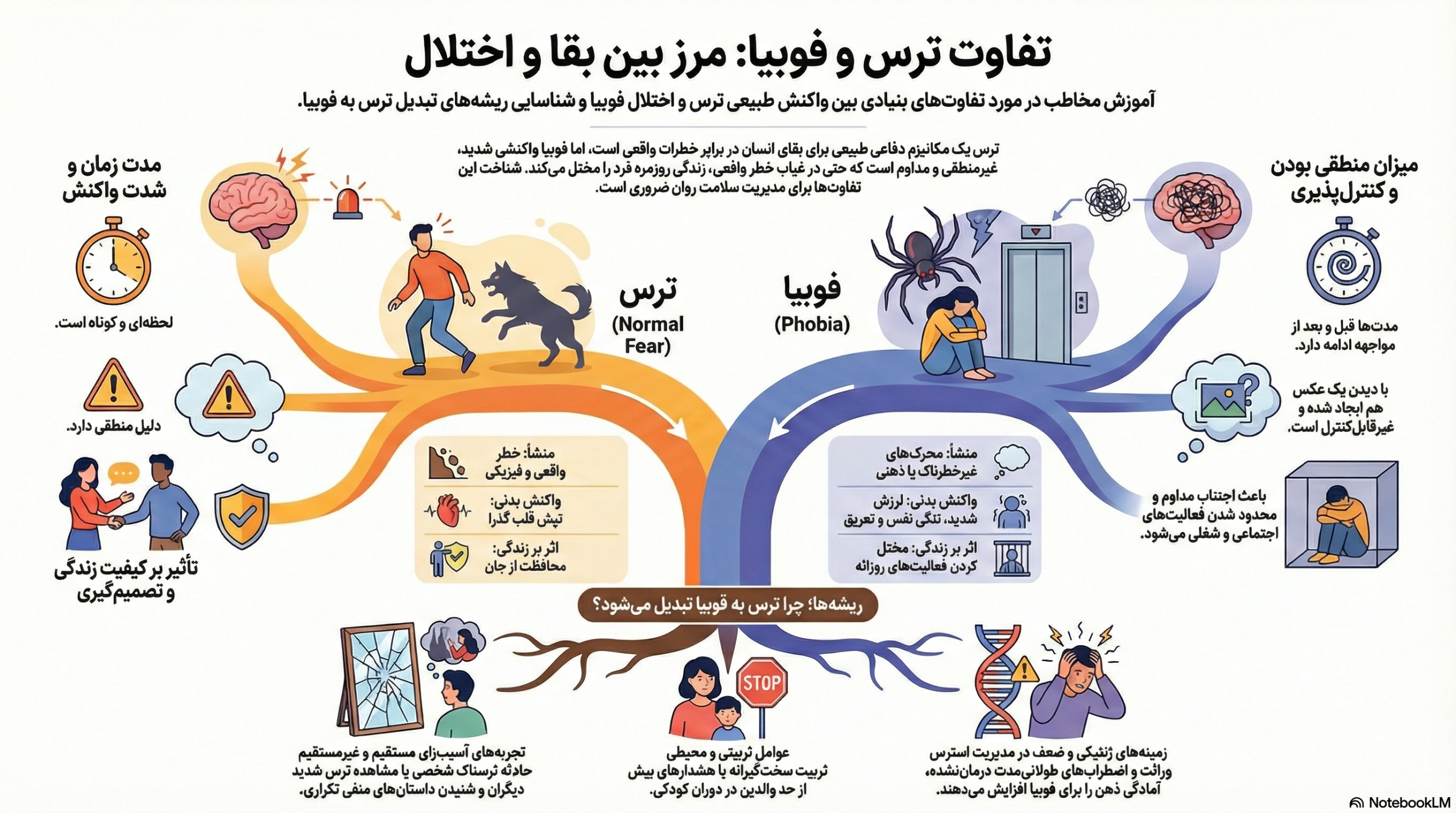 اینفوگرافیک تفاوت ترس و فوبیا